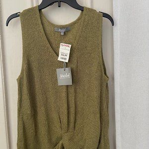 Large Moss green sleeveless tie waist top